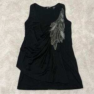 Miss Me Black Embellished Draped Tank Top